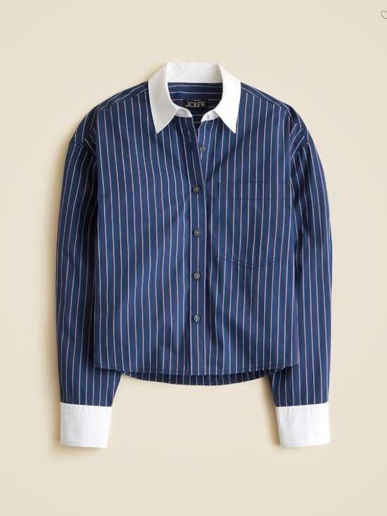 J. Crew Tops - J. Crew étienne cropped button up shirt in striped cotton poplin
